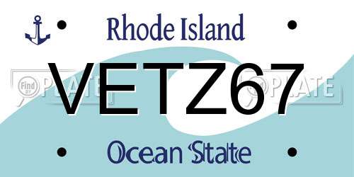 VETZ67 Rhode Island License Plate