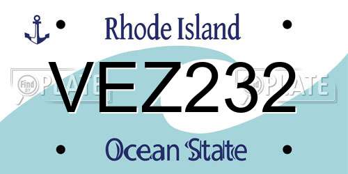 VEZ232 Rhode Island License Plate
