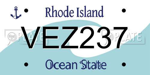 VEZ237 Rhode Island License Plate
