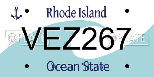 VEZ267 Rhode Island License Plate