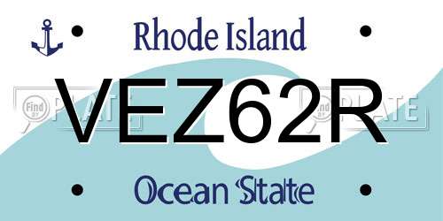 VEZ62R Rhode Island License Plate