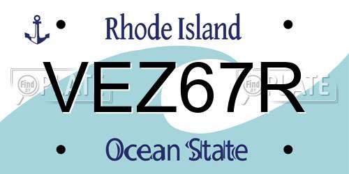 VEZ67R Rhode Island License Plate