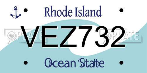 VEZ732 Rhode Island License Plate