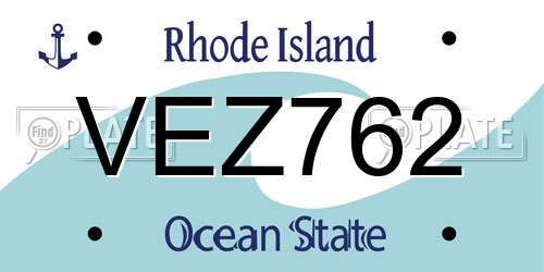 VEZ762 Rhode Island License Plate