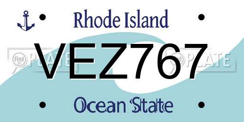 VEZ767 Rhode Island License Plate