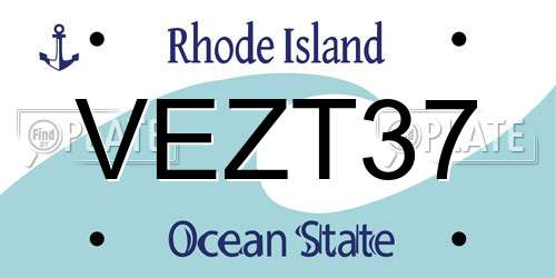 VEZT37 Rhode Island License Plate