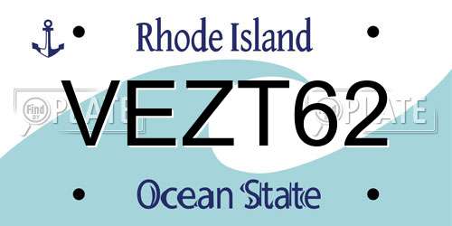 VEZT62 Rhode Island License Plate