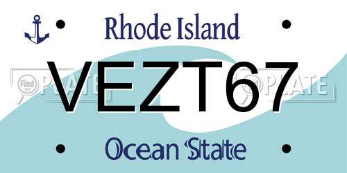 VEZT67 Rhode Island License Plate