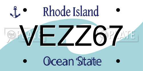 VEZZ67 Rhode Island License Plate