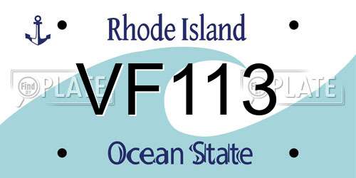 VF113 Rhode Island License Plate