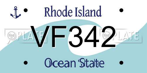 VF342 Rhode Island License Plate