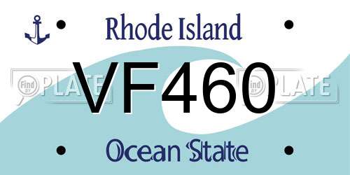 VF460 Rhode Island License Plate