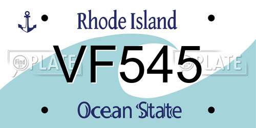 VF545 Rhode Island License Plate