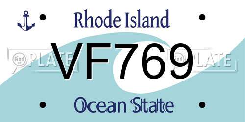VF769 Rhode Island License Plate