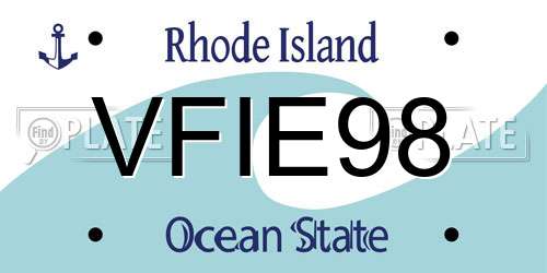 VFIE98 Rhode Island License Plate