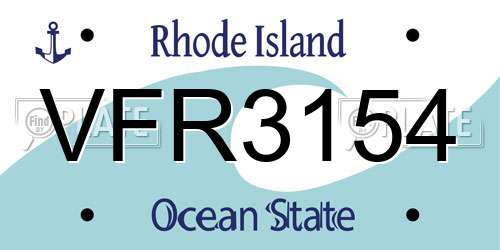 VFR3154 Rhode Island License Plate