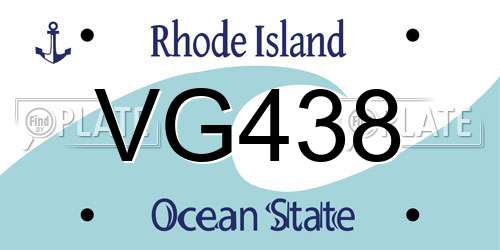 VG438 Rhode Island License Plate