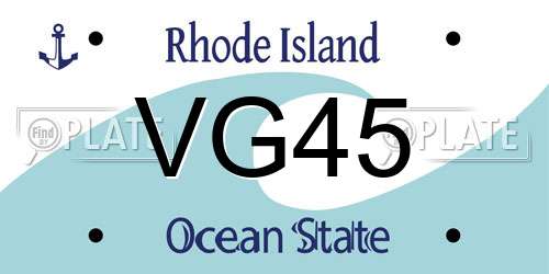 VG45 Rhode Island License Plate