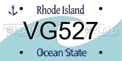 VG527 Rhode Island License Plate