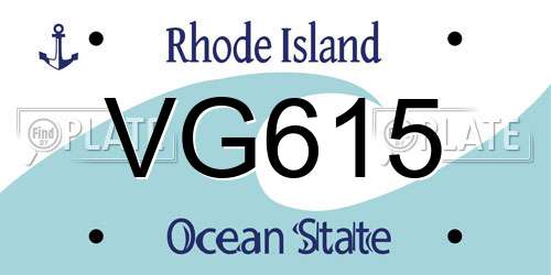 VG615 Rhode Island License Plate