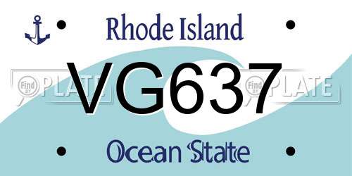 VG637 Rhode Island License Plate