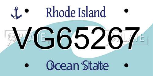 VG65267 Rhode Island License Plate