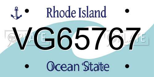 VG65767 Rhode Island License Plate