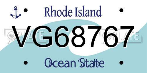 VG68767 Rhode Island License Plate