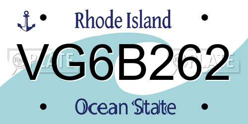 VG6B262 Rhode Island License Plate