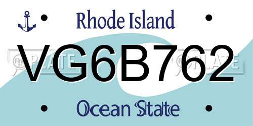 VG6B762 Rhode Island License Plate