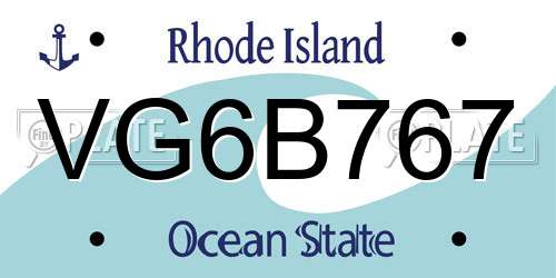 VG6B767 Rhode Island License Plate