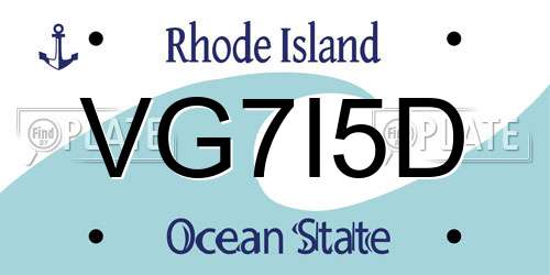 VG7I5D Rhode Island License Plate
