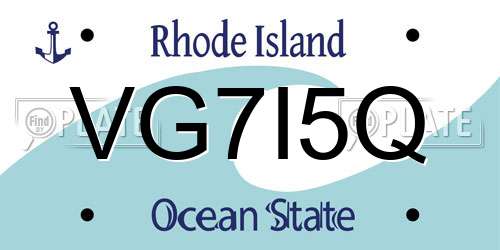 VG7I5Q Rhode Island License Plate