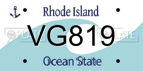 VG819 Rhode Island License Plate