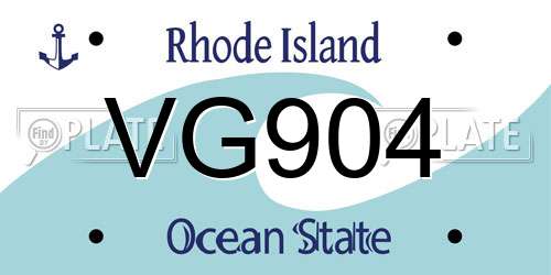 VG904 Rhode Island License Plate