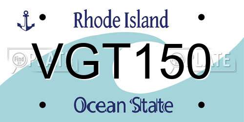 VGT150 Rhode Island License Plate