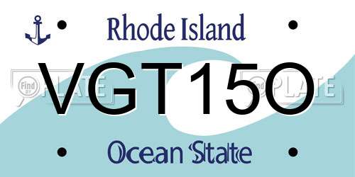 VGT15O Rhode Island License Plate