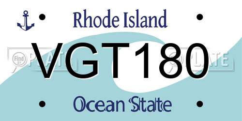 VGT180 Rhode Island License Plate
