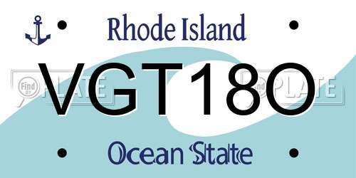 VGT18O Rhode Island License Plate