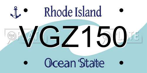 VGZ150 Rhode Island License Plate