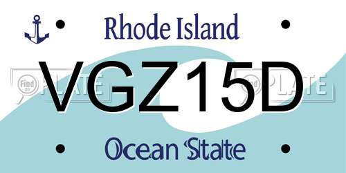 VGZ15D Rhode Island License Plate