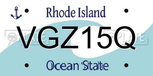 VGZ15Q Rhode Island License Plate