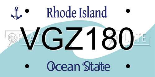 VGZ180 Rhode Island License Plate