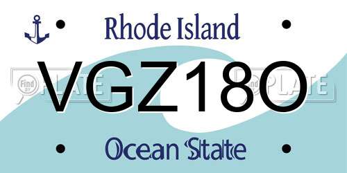 VGZ18O Rhode Island License Plate