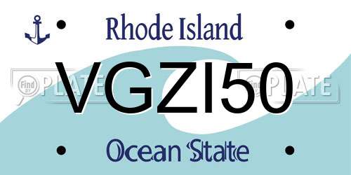 VGZI50 Rhode Island License Plate