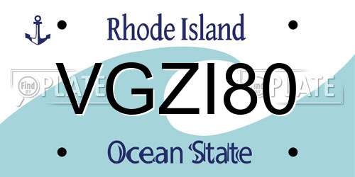 VGZI80 Rhode Island License Plate