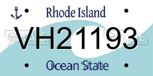 VH21193 Rhode Island License Plate
