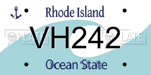 VH242 Rhode Island License Plate