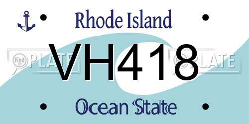 VH418 Rhode Island License Plate