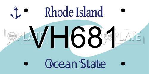 VH681 Rhode Island License Plate